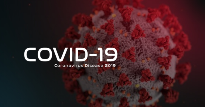 Covid-19 Disease Banner with Coronavirus Representation in the Background